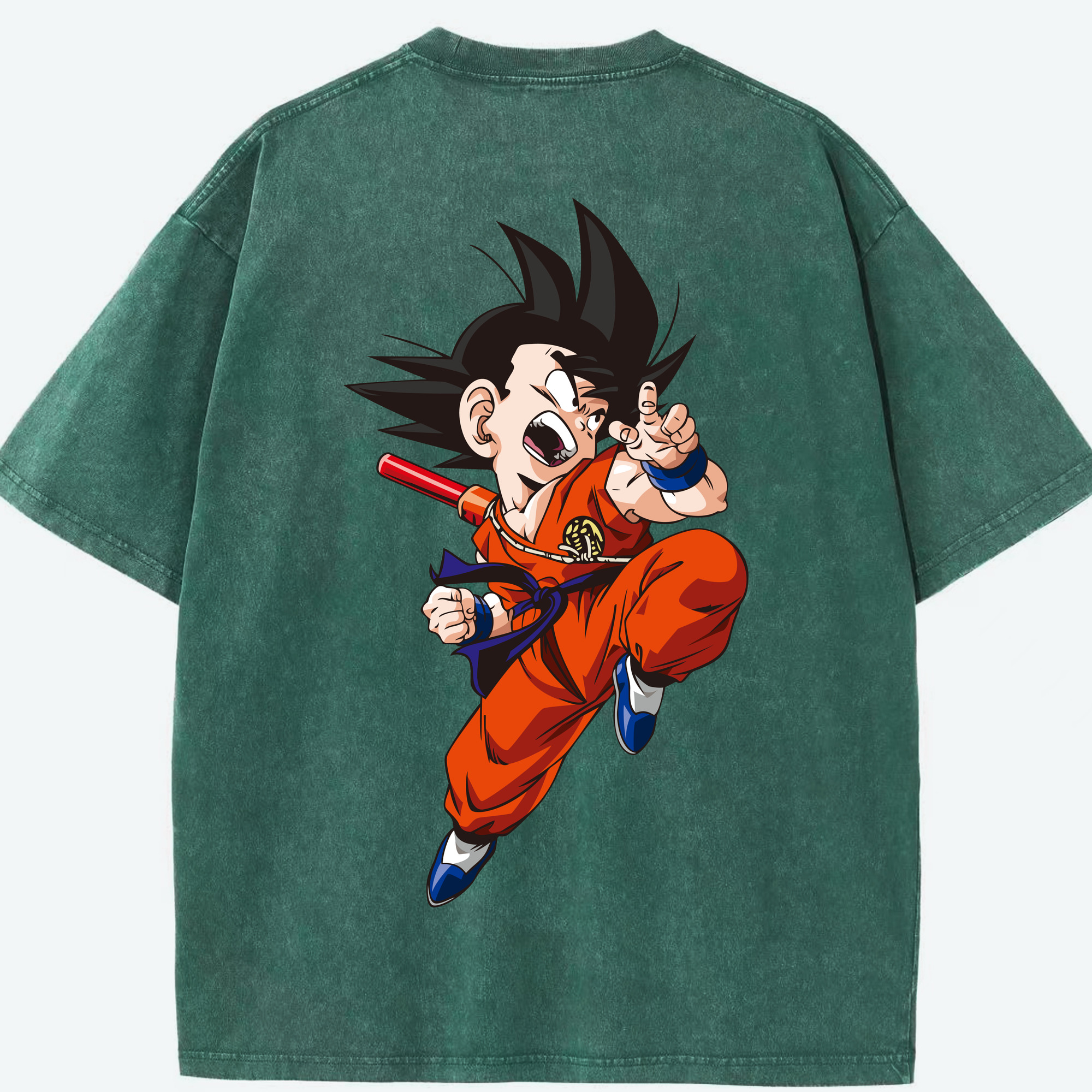 （画像用） ドラゴンボール 孫悟空（そん ごくう）Son Goku カカロット DRAGON BALL Kakarotto 綿100% ヴィンテージ風 半袖Tシャツ（背面プリント）